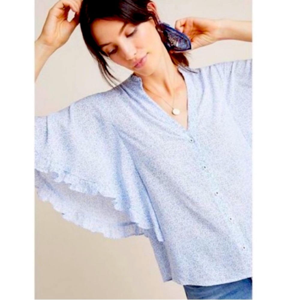 Anthropologie Light Blue Blouse